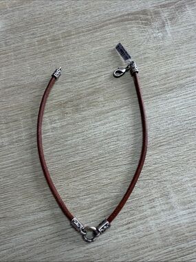 Bico Men's Brown Leather Metal Clasp 16” necklace NWT